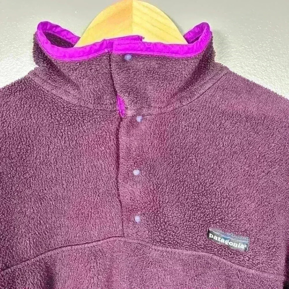 PATAGONIA Fleece Half Snap Pullover Sweatshirt Purple Women Small Mock Neck - Picture 3 of 10